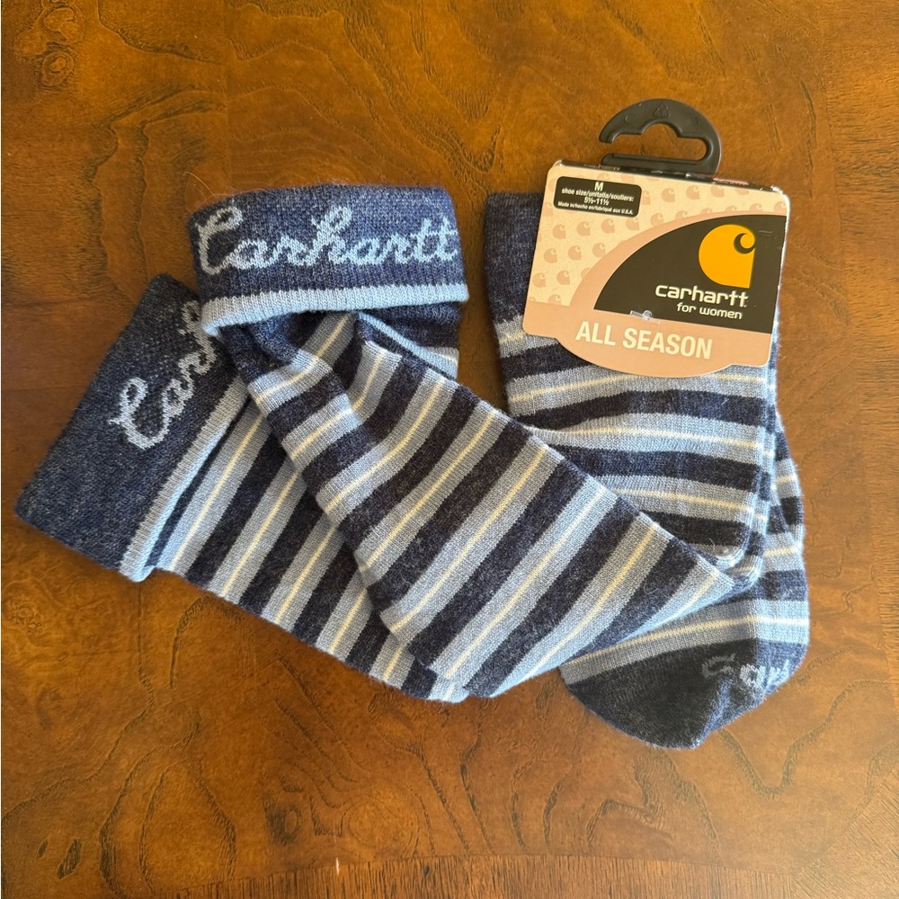 Carhartt Navy and Light Blue Striped Socks